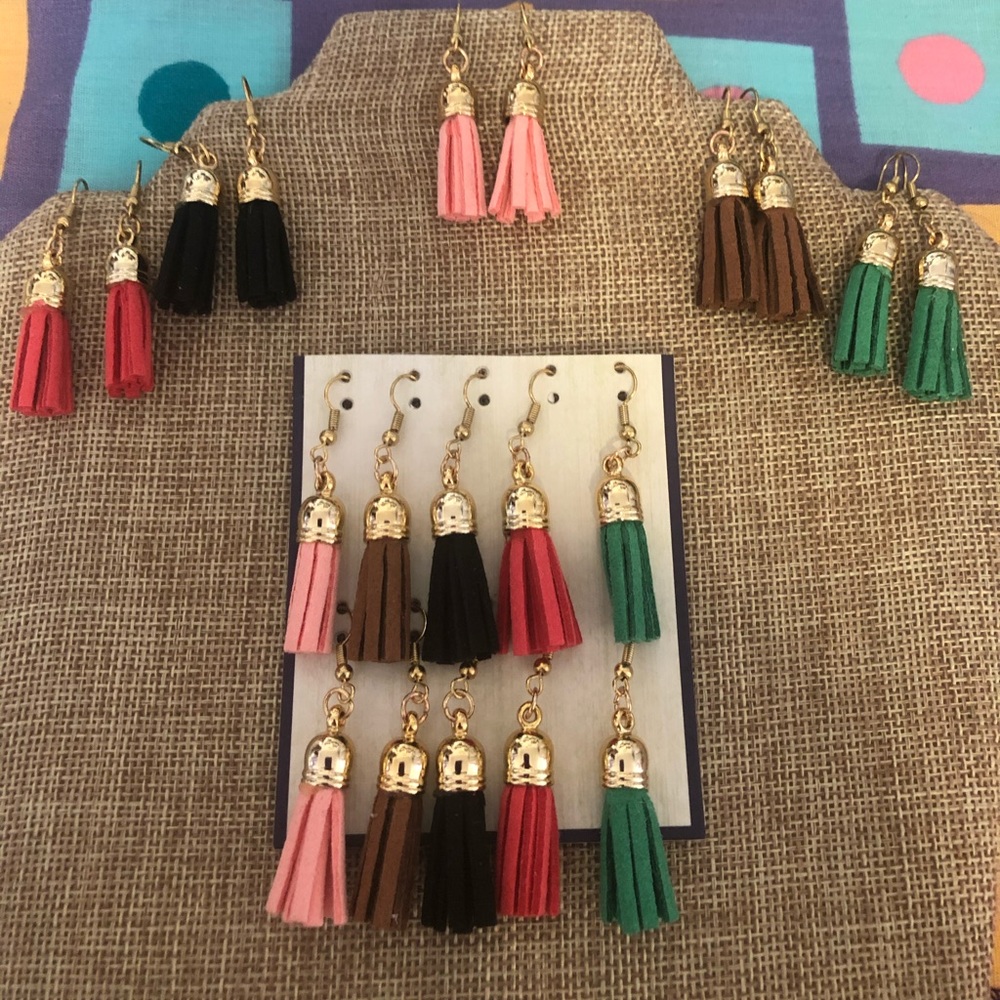 Faux Leather Tassel Earrings.